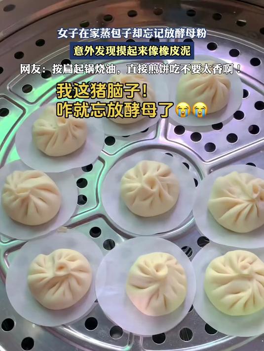 女子在家蒸包子却忘记放酵母粉,意外发现摸起来像橡皮泥