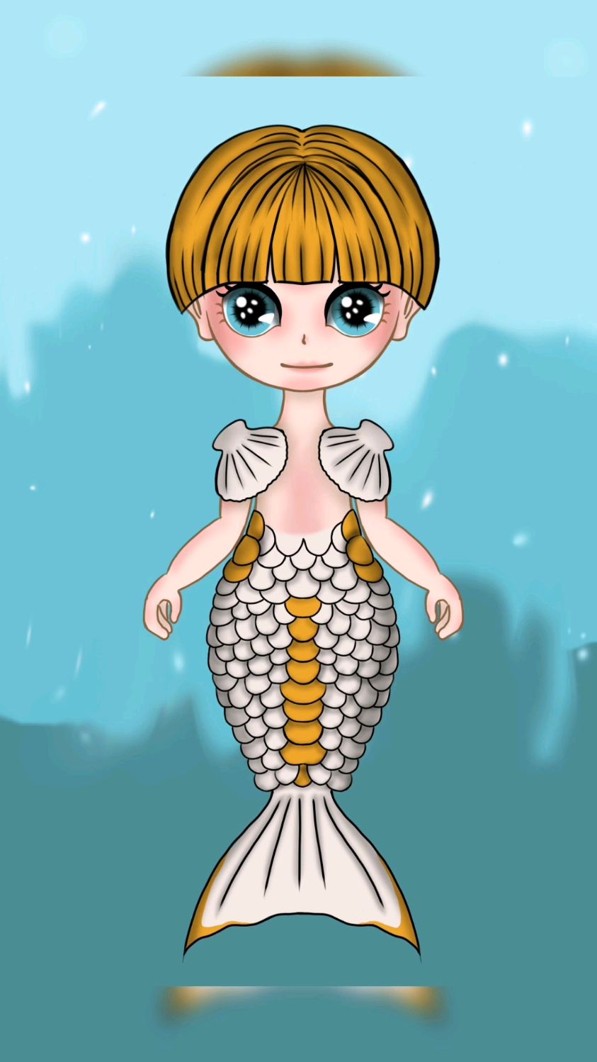 海洋馆里来了很多小美人鱼。procreate绘画 治愈系插画 q版漫画人物