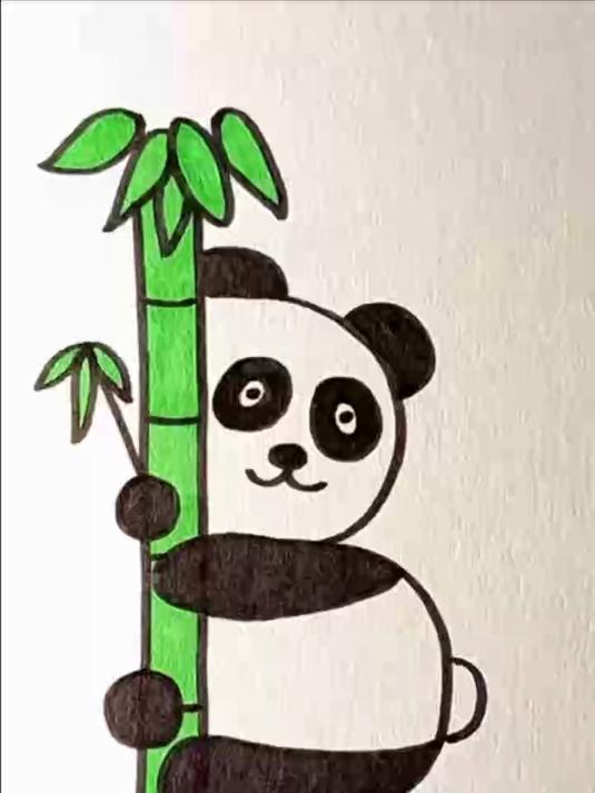 画熊猫#一学就会的简笔画 #儿童画 #亲子简笔画 #儿童绘画