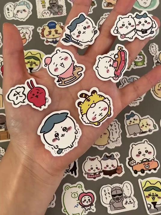 101张chiikawa涂鸦贴纸卡通可爱表情包吉伊卡哇装饰水杯手机贴纸