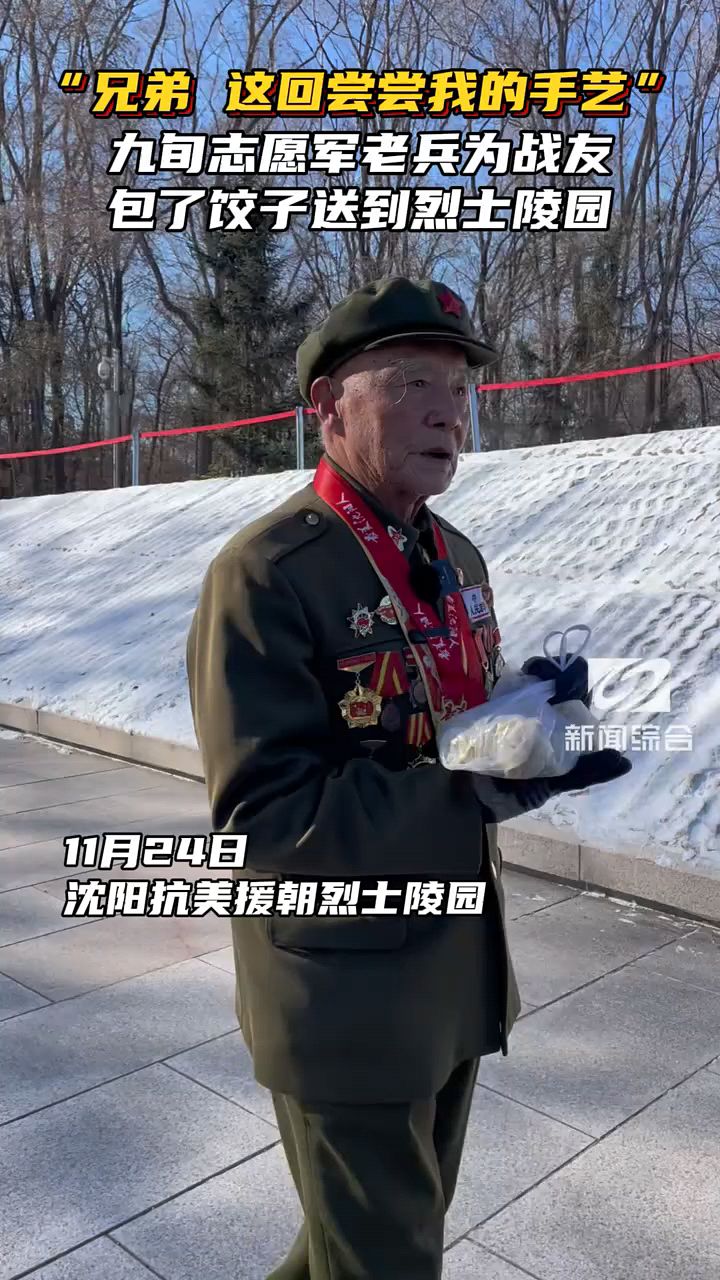 兄弟,尝尝我的手艺!”沈阳志愿军老战士,带着亲手包的猪肉白菜饺子祭拜