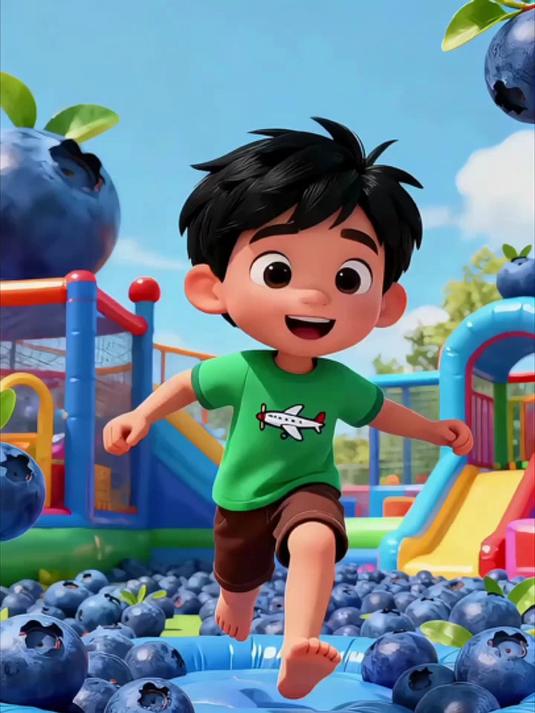 小朋友们在各种各样的水果游乐园里玩