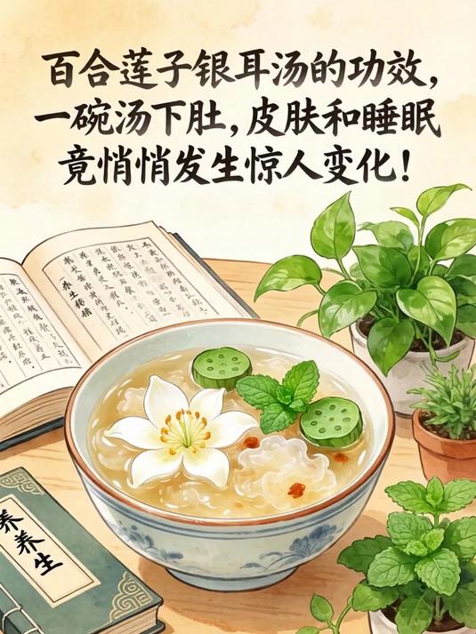 百合莲子银耳汤的功效，一碗汤下肚，皮肤和睡眠竟悄悄发生惊人变化！