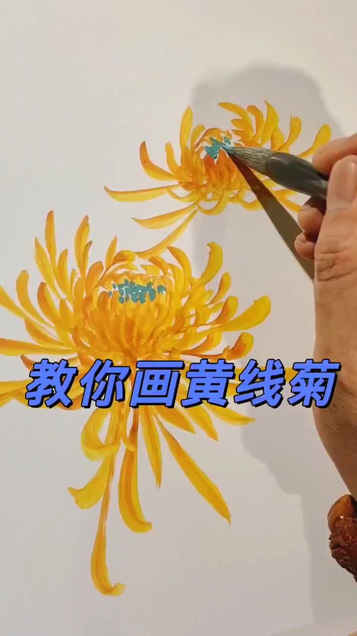 国画黄线菊绘画技法