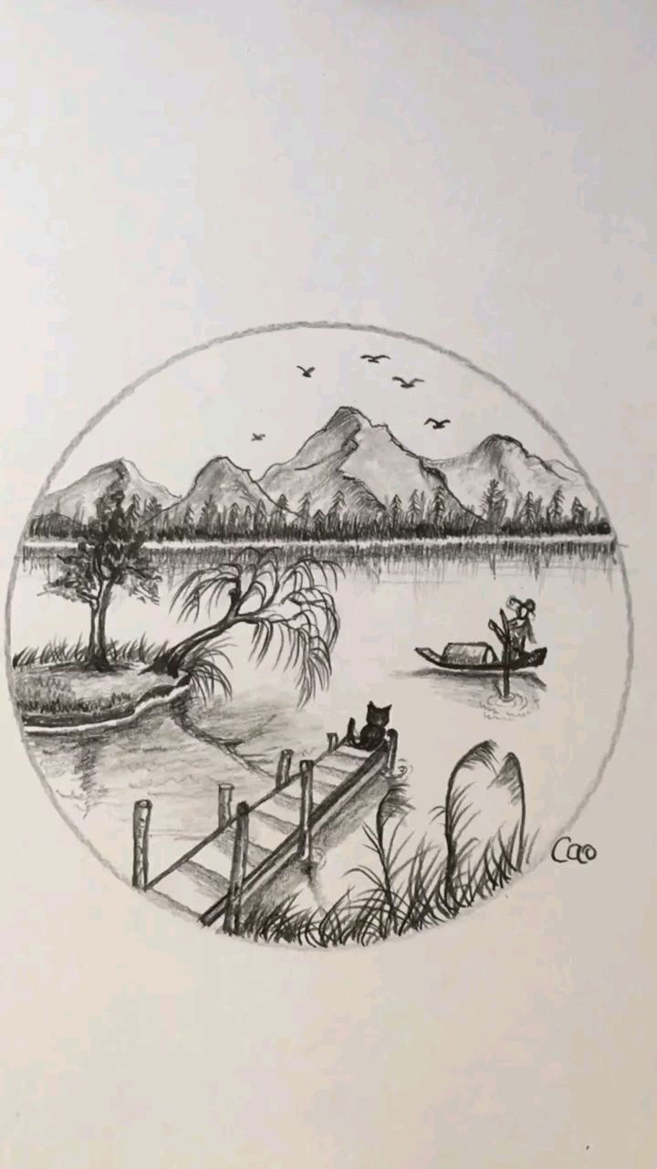 素描简笔画:教大家画简单的风景画