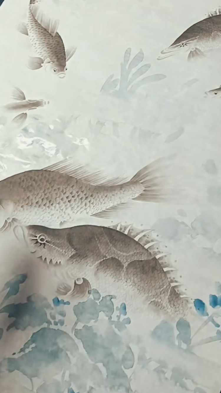 宋画笔意有鱼图,高培国作于湖南归藏文化