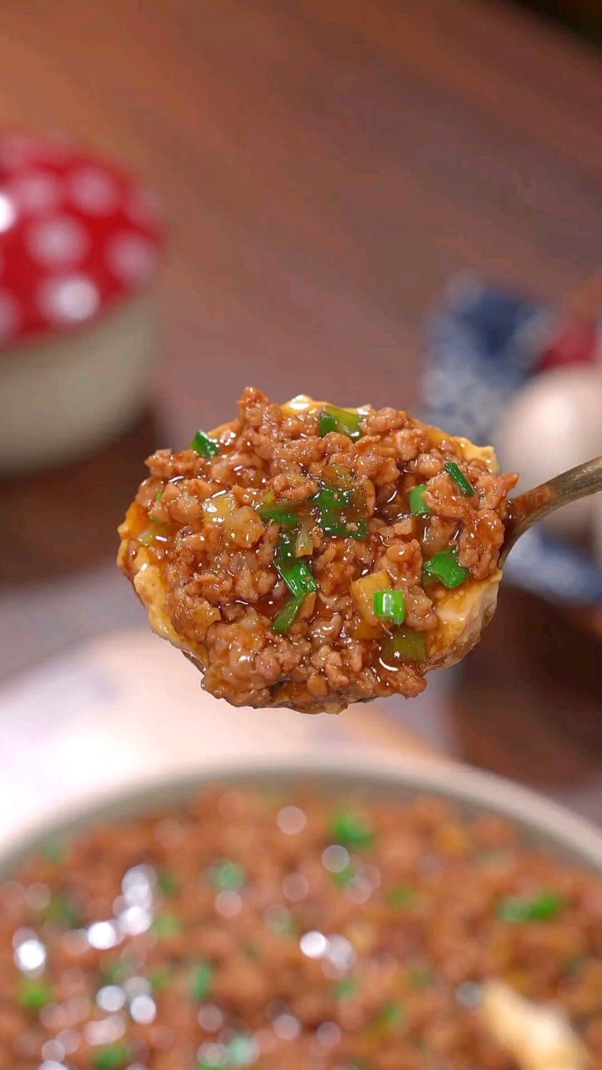 这样做的肉沫豆腐蒸蛋,鲜香滑嫩,好吃又下饭