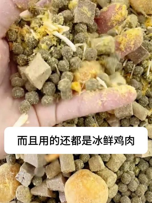 这用的都是冰鲜鸡肉,还添加了多种果蔬和冻干,适口性超级棒