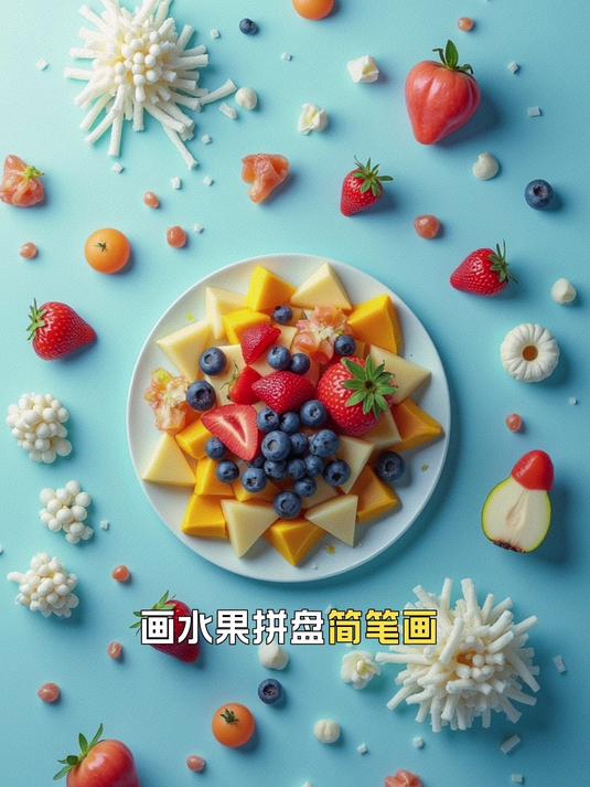 画水果拼盘简笔画,步骤里藏着小门道