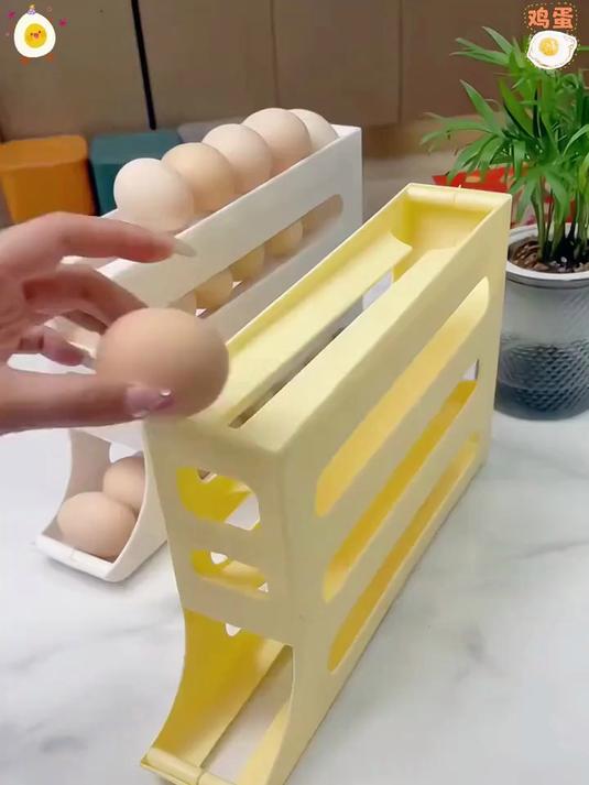滑梯鸡蛋收纳盒,冰箱多功能鸡蛋架!