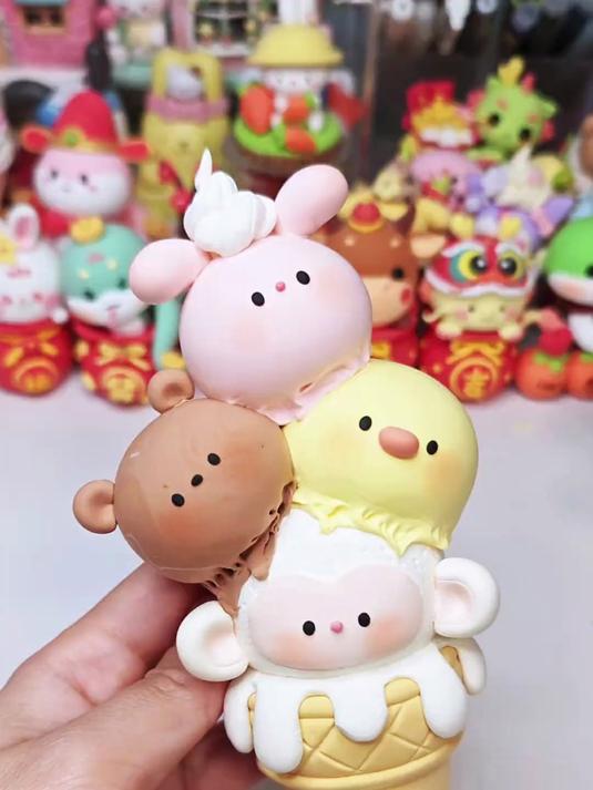 粘土教程~有手就会的四球小动物冰淇淋叠叠