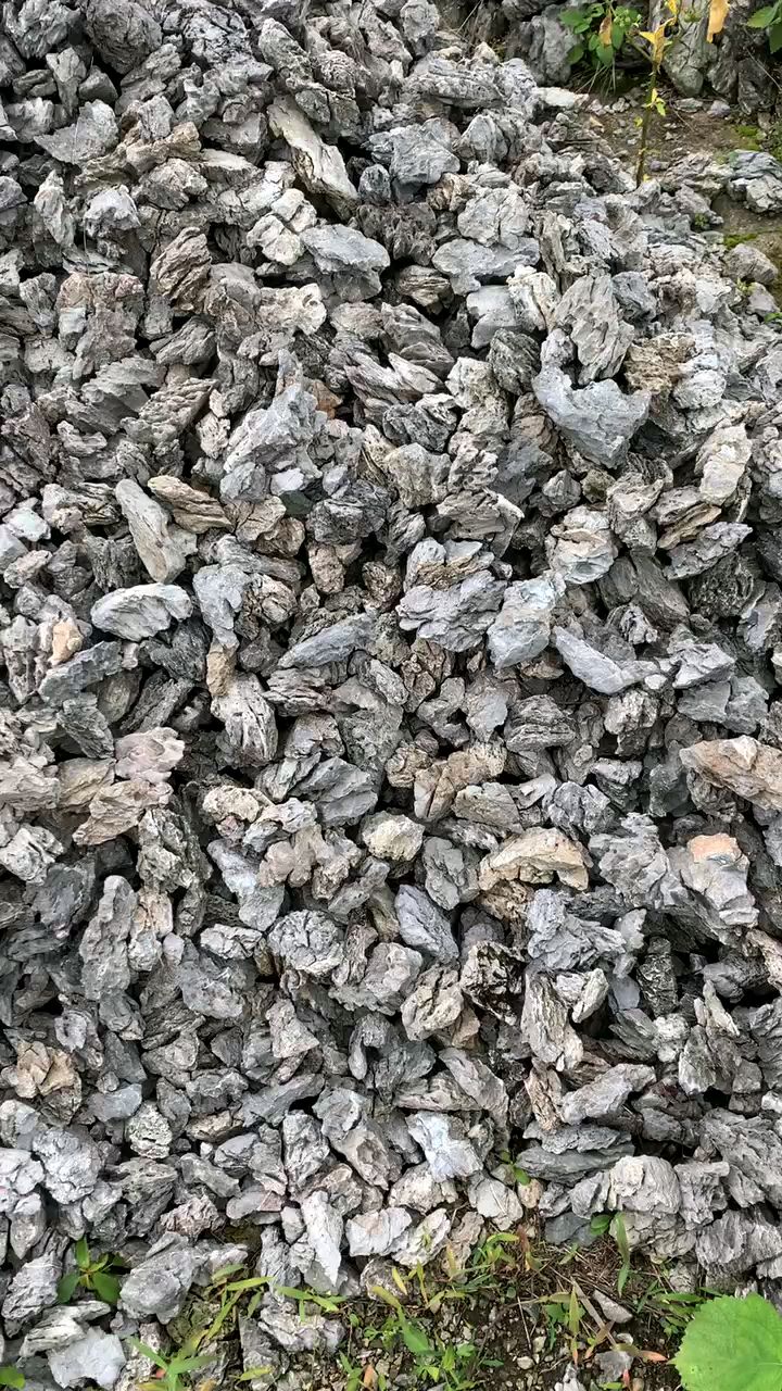 小青龙石鱼缸搭配造景石,庭院小假山流水,纹理清晰可见的英德石