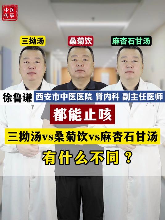 都能止咳,三拗汤 vs 桑菊饮 vs 麻杏石甘汤,有什么不同?