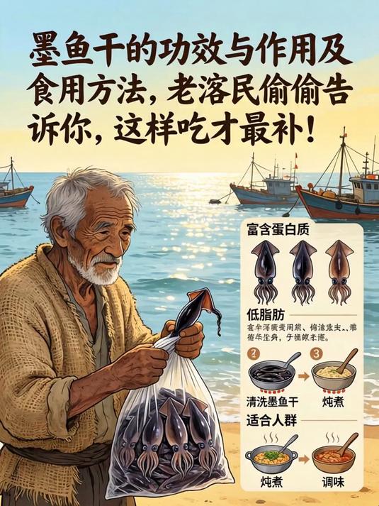 墨鱼干的功效与作用及食用方法，老渔民偷偷告诉你，这样吃才最补！