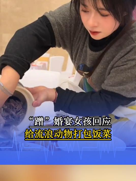 女孩回应给流浪动物打包饭菜，鲈鱼、鸡肉和虾是“搂席必搂”