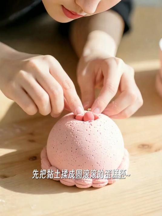 黏土做小蛋糕，插上蜡烛超逼真