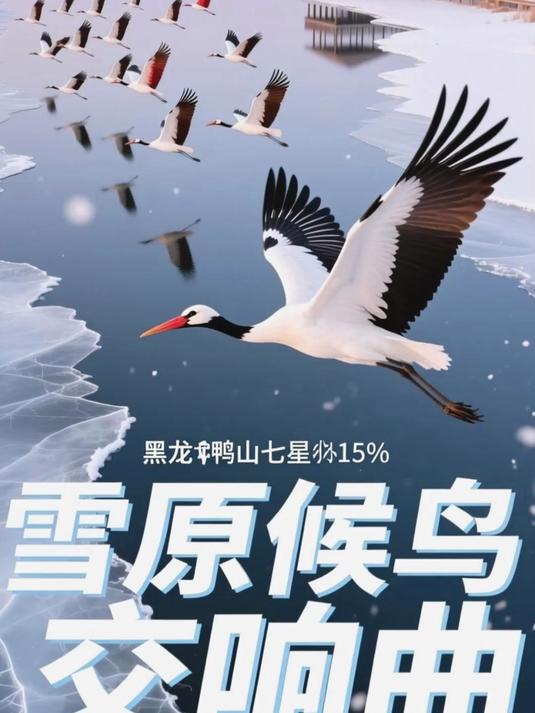 双鸭山七星河湿地雪景与候鸟