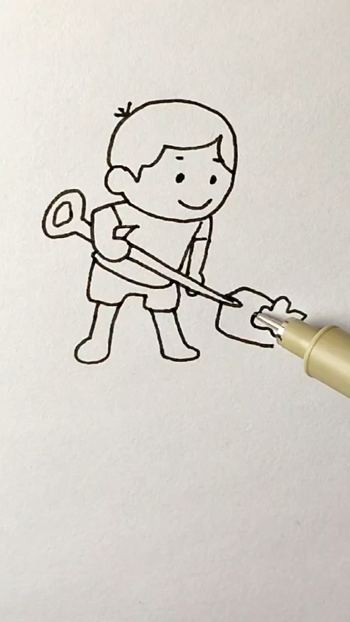 爱劳动的小朋友简笔画