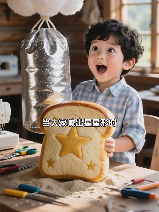 云彩面包:宏贝缝沙包,云朵面包当填充物