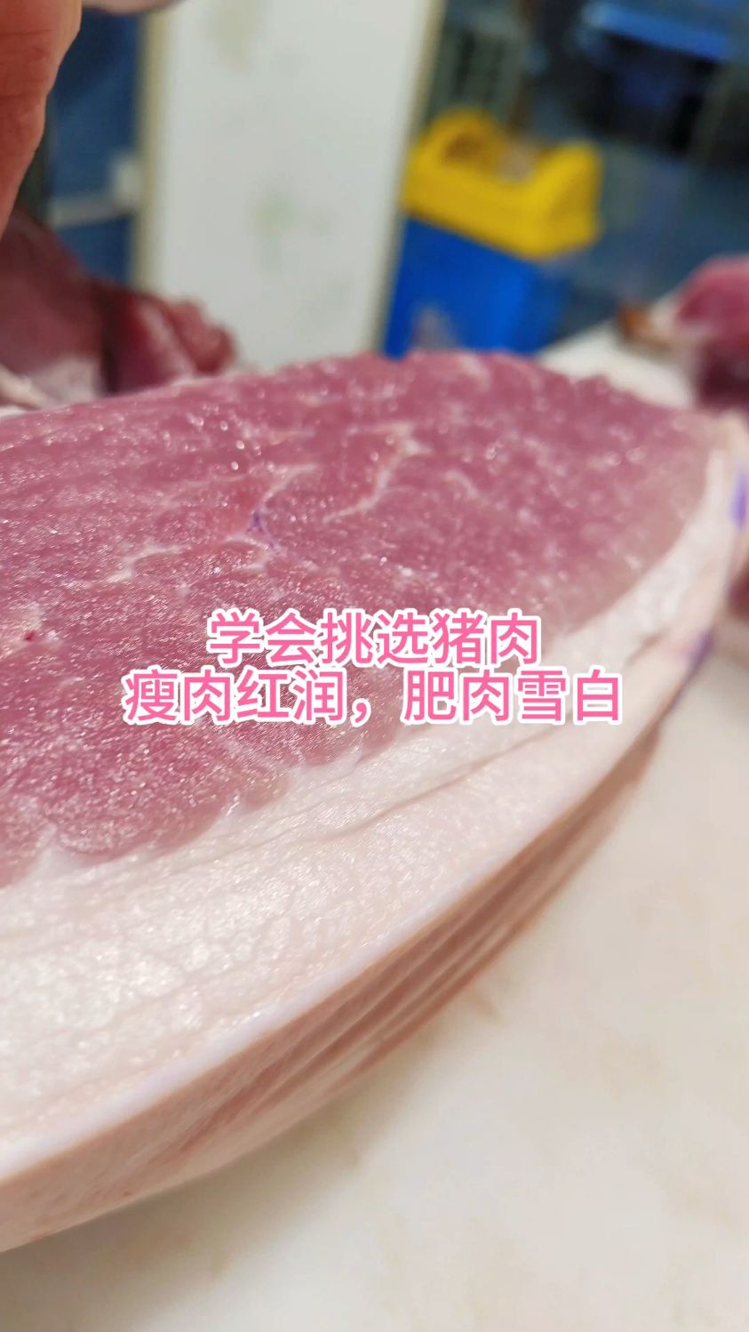 坐学会挑选猪肉,瘦肉红润,肥肉雪白