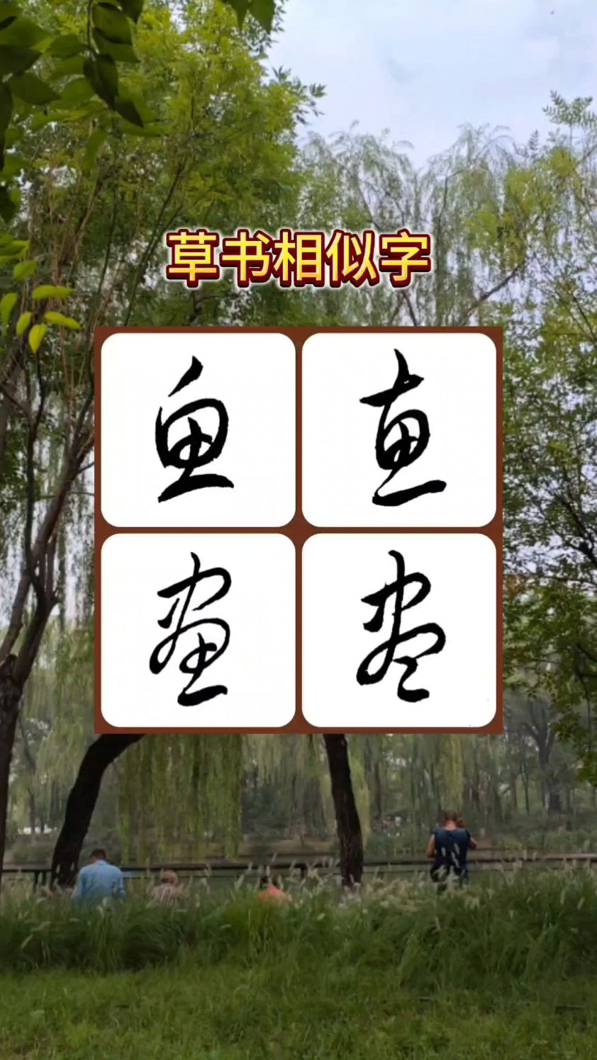 草书相似字,鱼画等字的写法