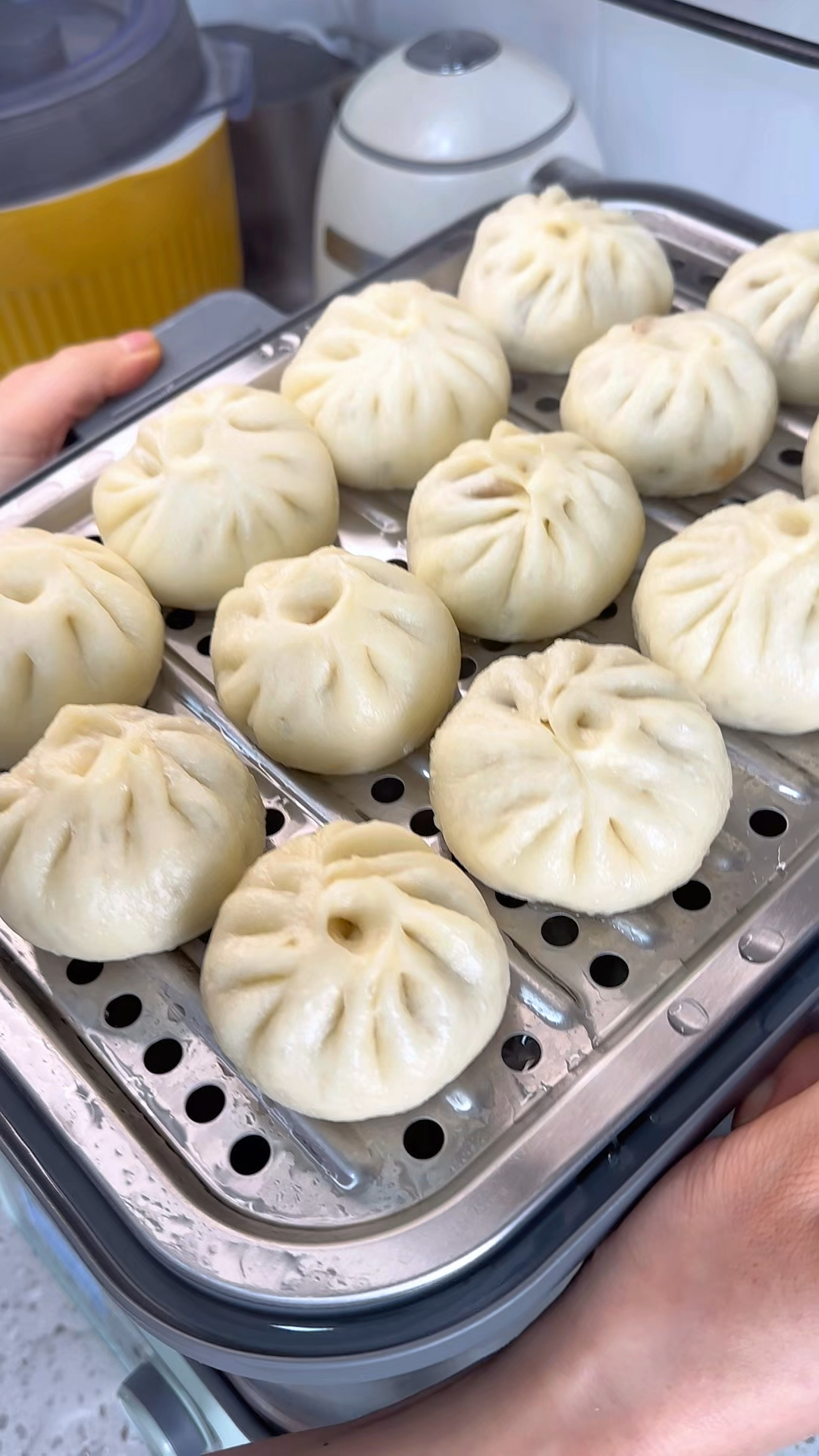 早餐吃它!牛肉馅的酱肉小笼包,蓬松暄软,小孩能吃五六个～