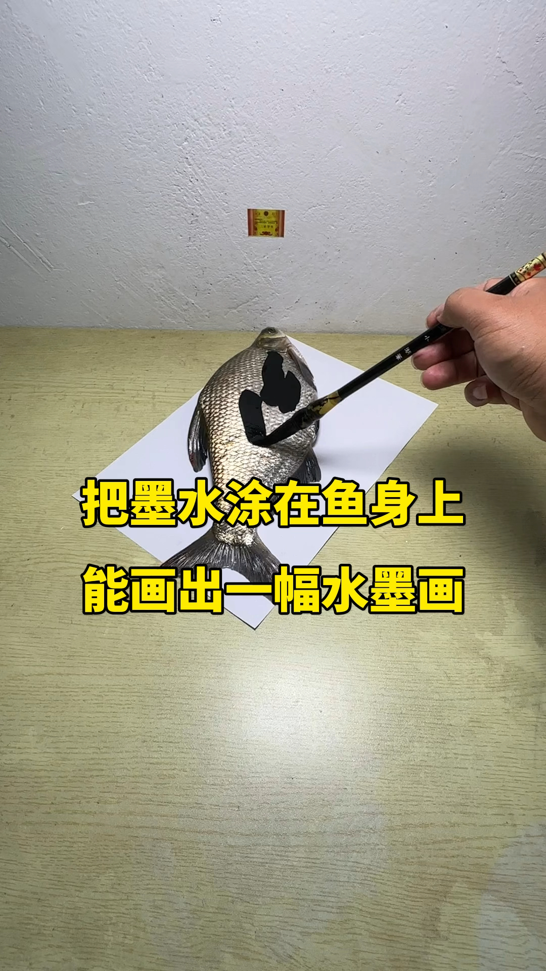 把墨水涂在鱼身上,能画出一幅水墨画