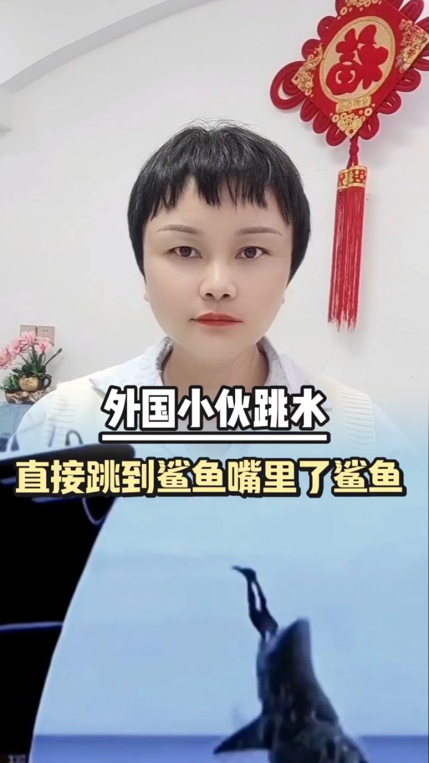 外国小伙跳水直接跳到鲨鱼嘴里了鲨鱼,这不是送货上门吗?