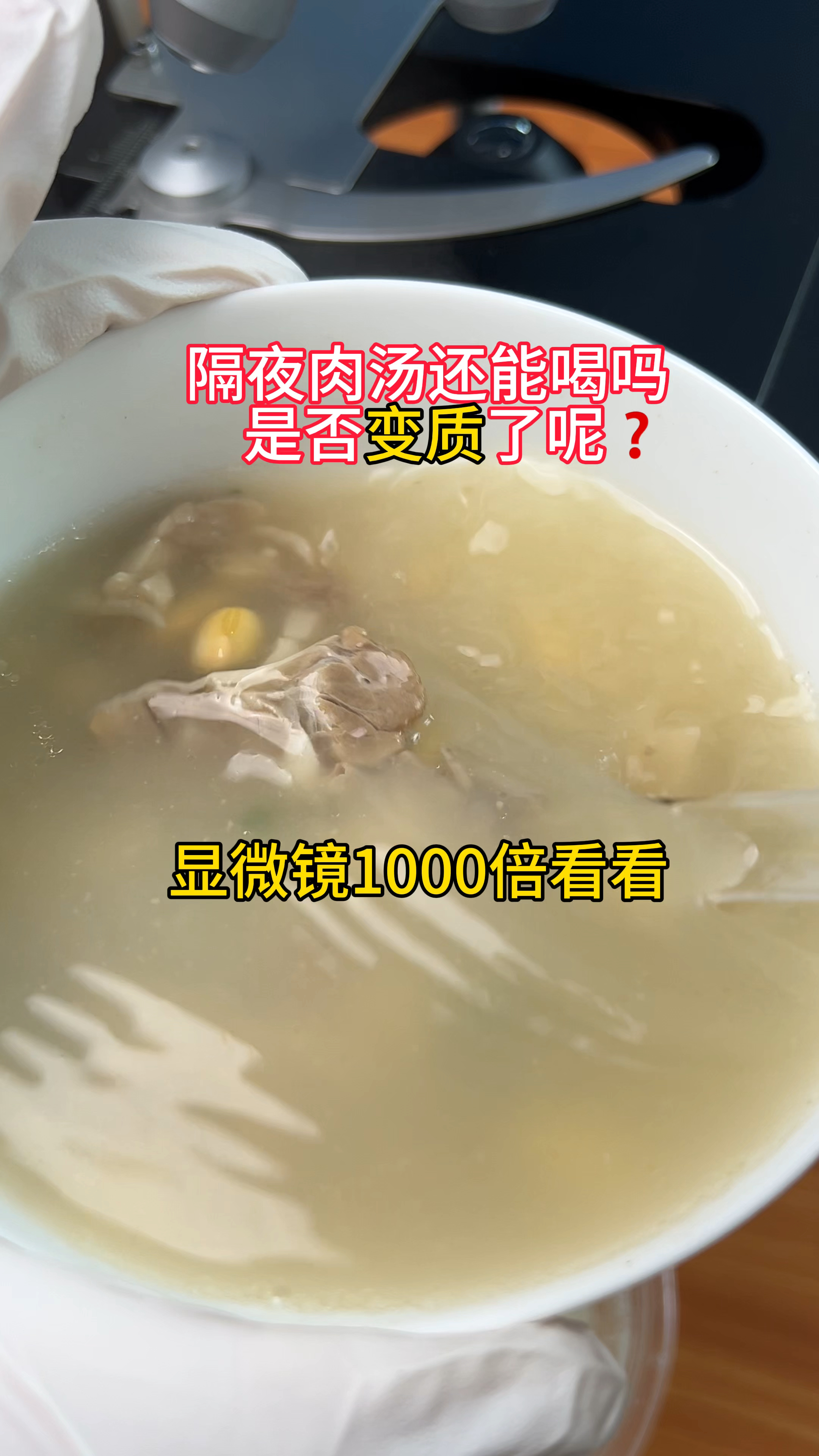 隔夜肉汤还能再喝吗?显微镜1000倍对比看看