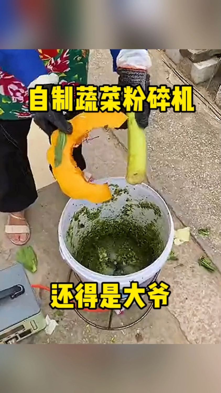 自制蔬菜粉碎机,还得是大爷!
