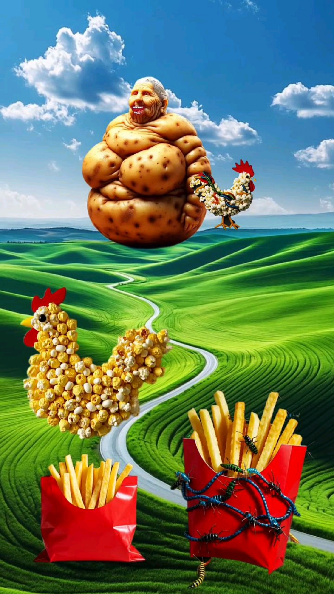好吃的薯条给你,好吃的鸡肉给我!