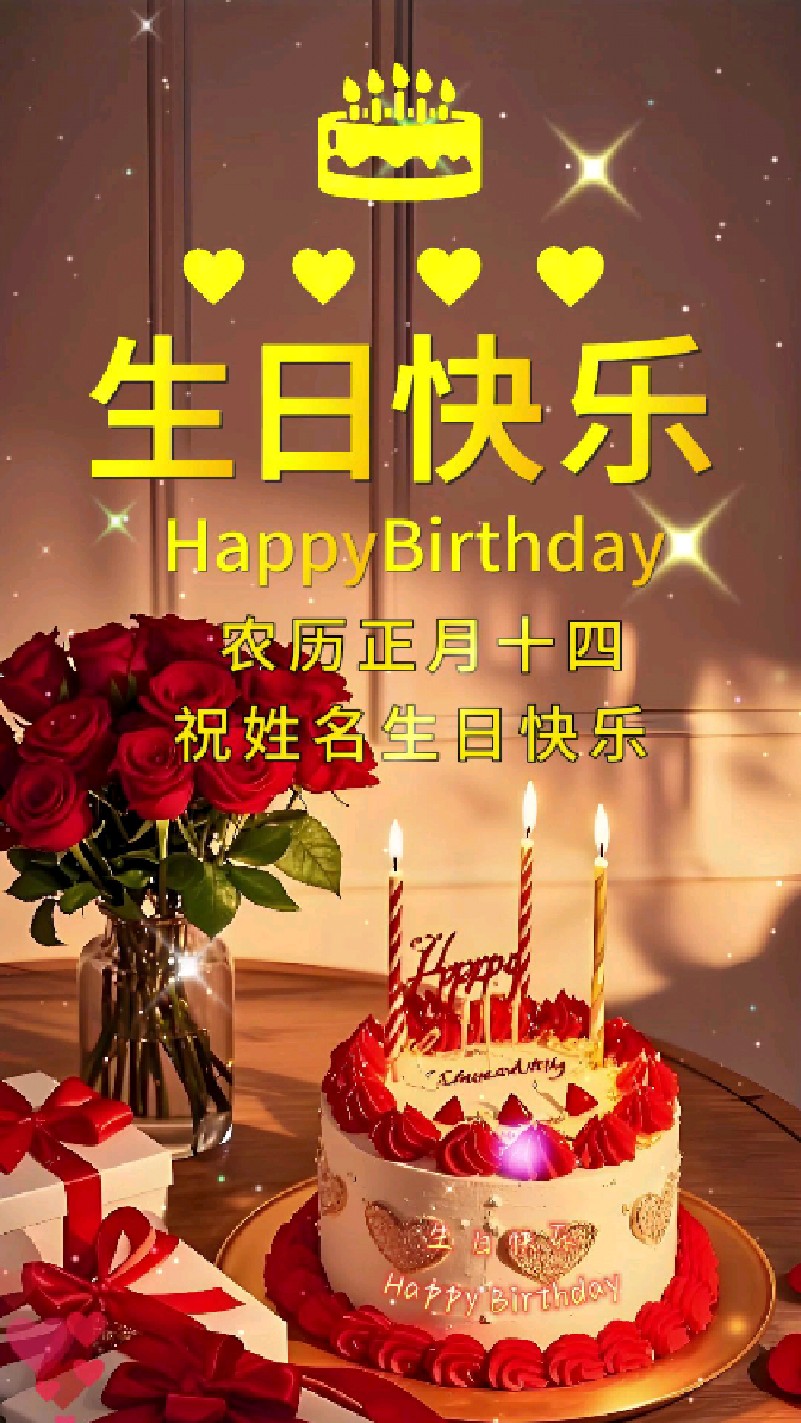 同款祝你生日快乐祝福视频定制!c79鲜花蛋糕温馨浪漫款生日祝福小视频!愿你平安喜乐