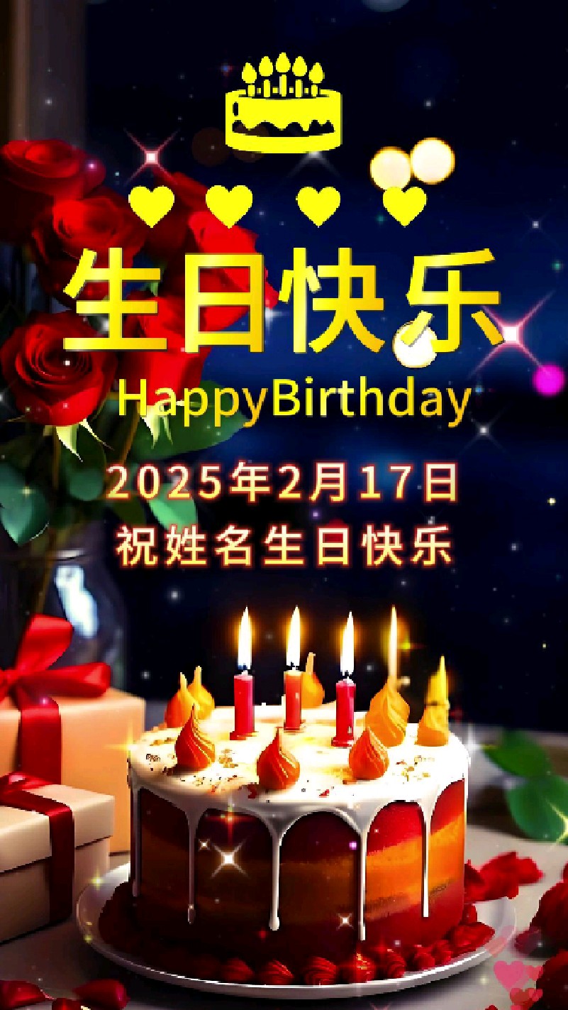 同款生日快乐祝福视频定制!c85送自己送家人送朋友的祝你生日快乐祝福小视频2025最新款
