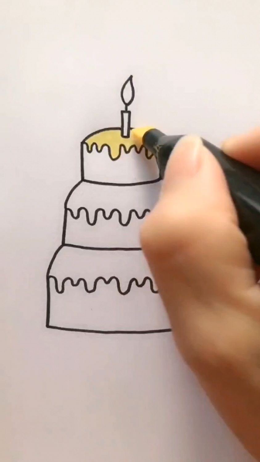 蛋糕简笔画,简单易学