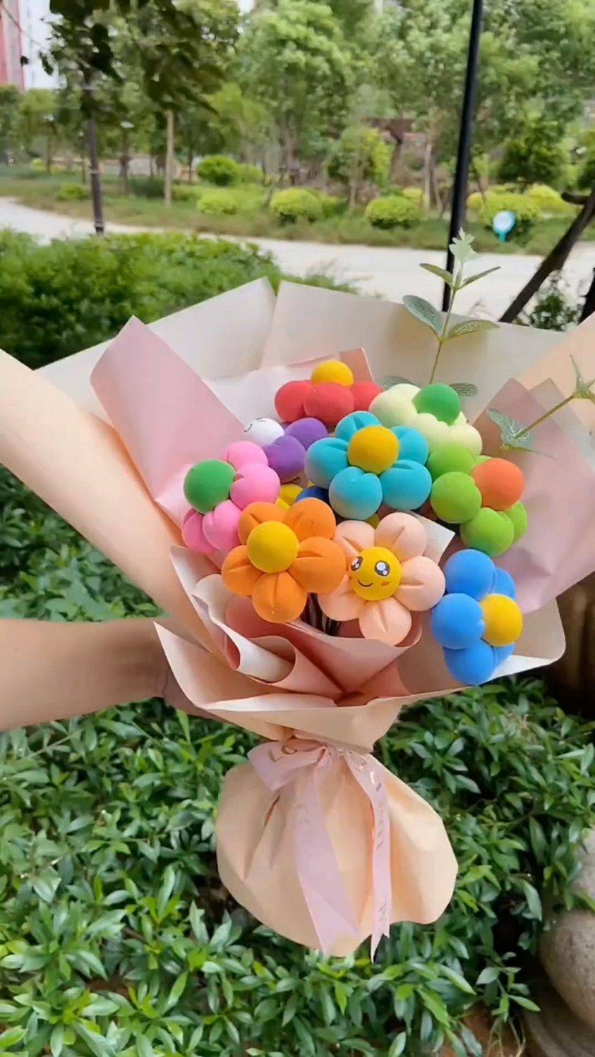 彩泥做漂亮的花束