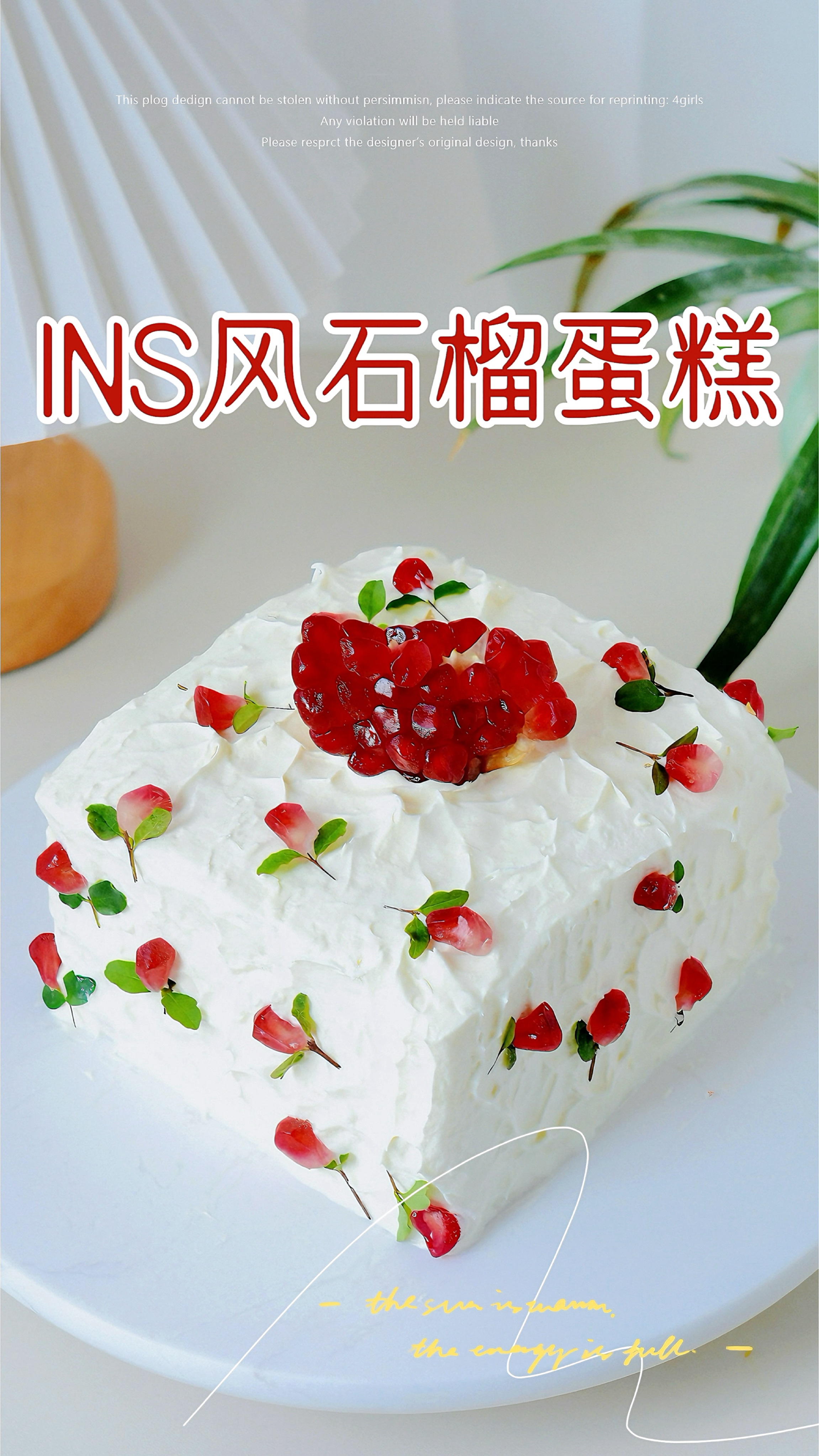 秋冬甜品系列|INS风红丝绒石榴蛋糕～