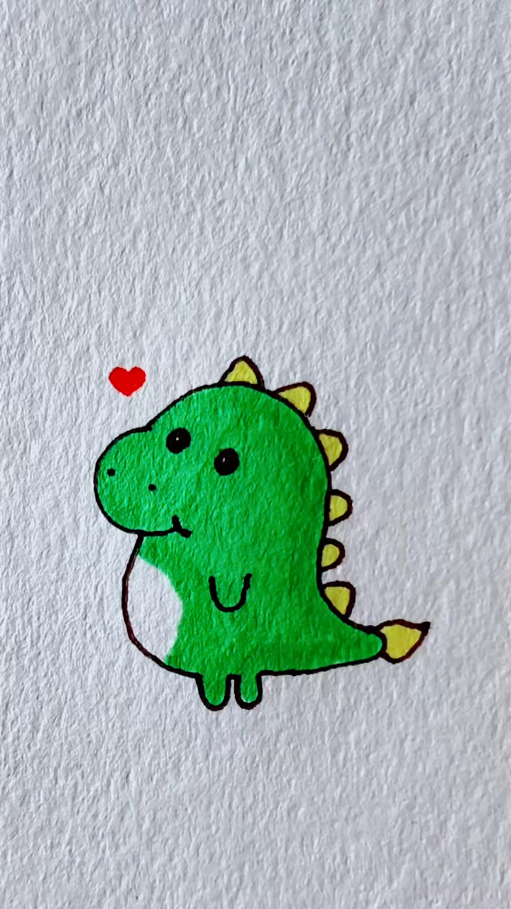 画一个可爱的绿色小恐龙