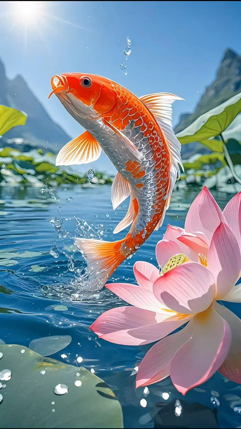锦鲤戏水,吉祥如意;瑞鱼摆尾,万事亨通;财气盈门,阖家幸福