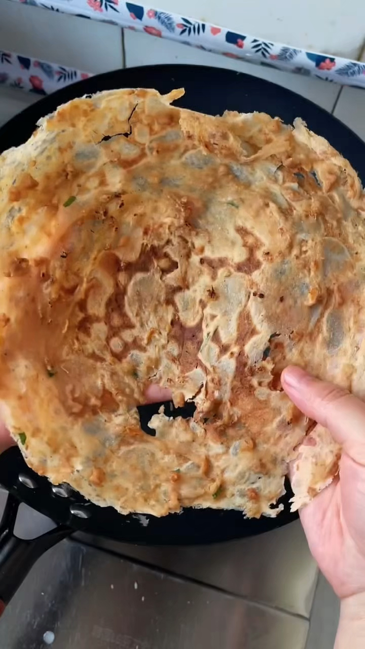 酥酥脆脆的铁锅肉煎饼