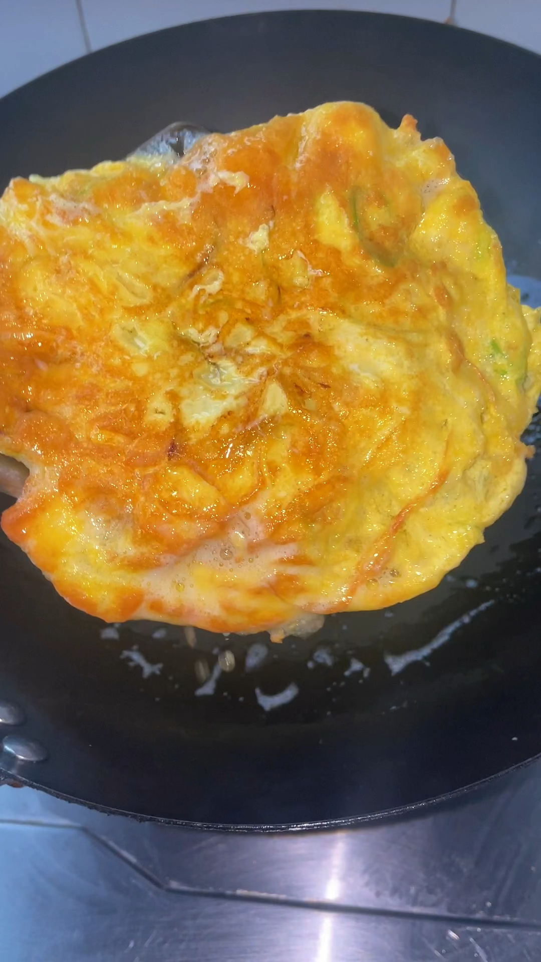 嘎嘎香的大葱煎鸡蛋