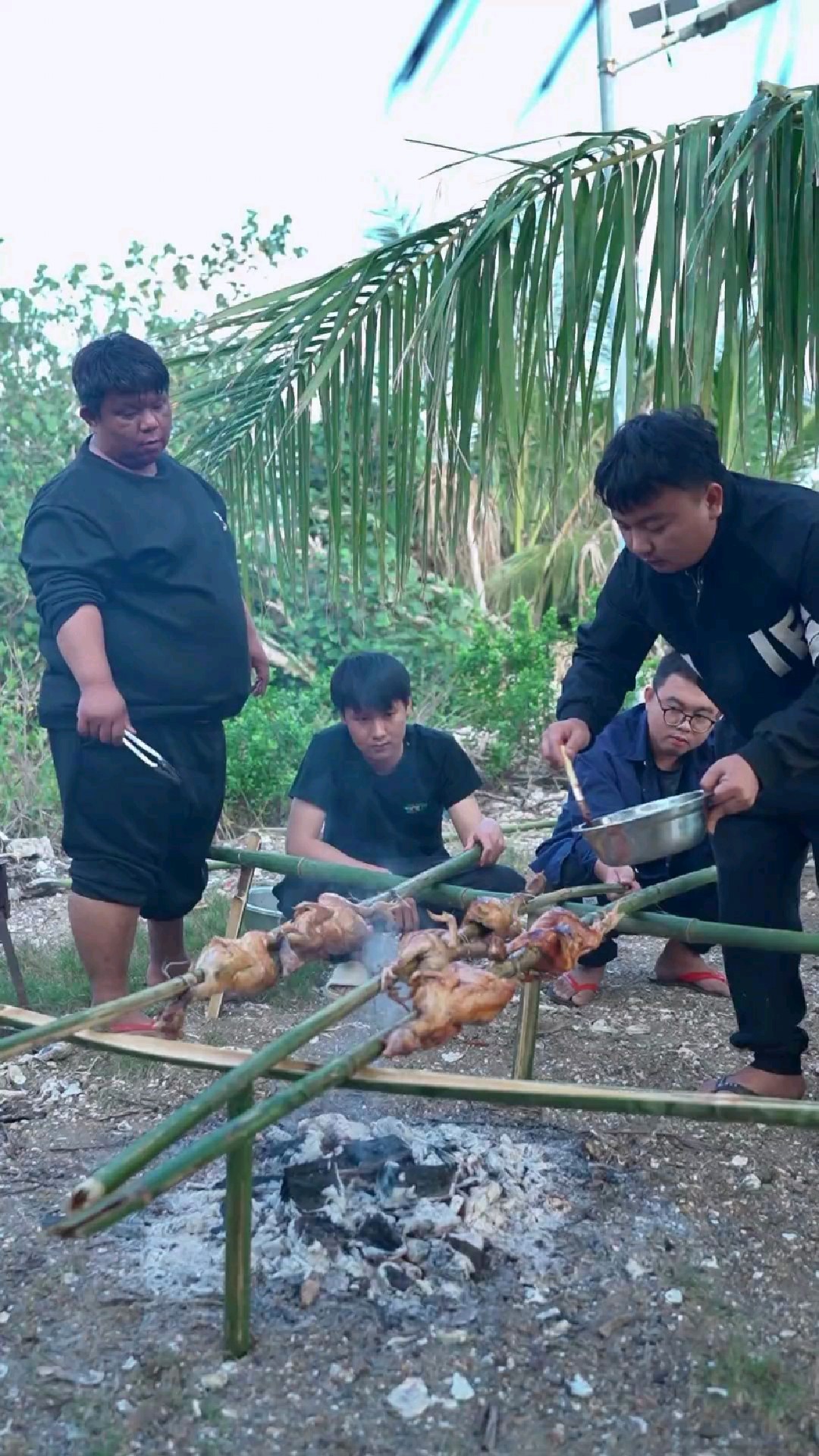过年吃白斩鸡都吃腻了,叫去几个朋友去野外搞烤鸡吃!太美味了!
