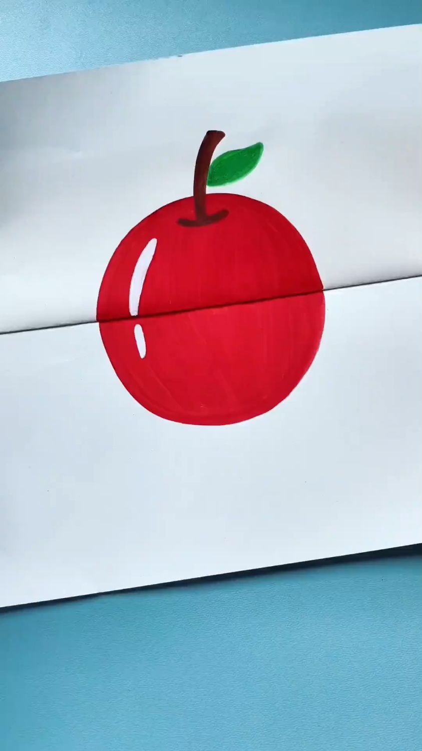 一起来画折叠的苹果吧,简单创意儿童简笔画