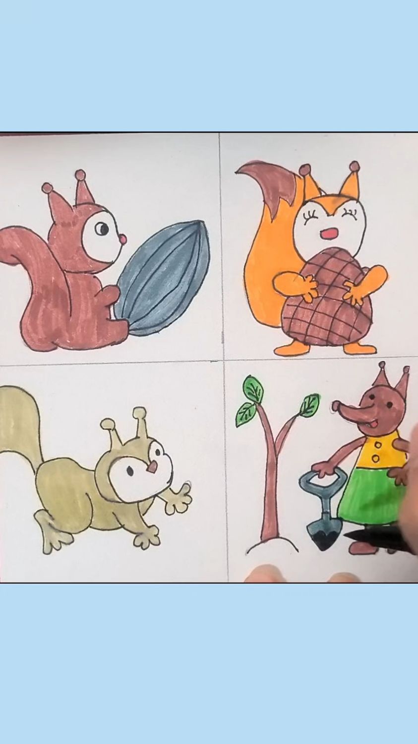 一起来画小松鼠吧,创意儿童简笔画,简单又好玩