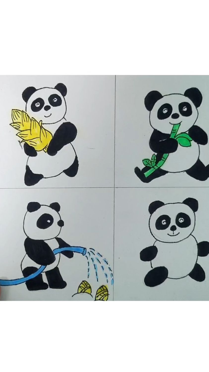 一起来画国宝熊猫吧,简单易学,儿童创意简笔画