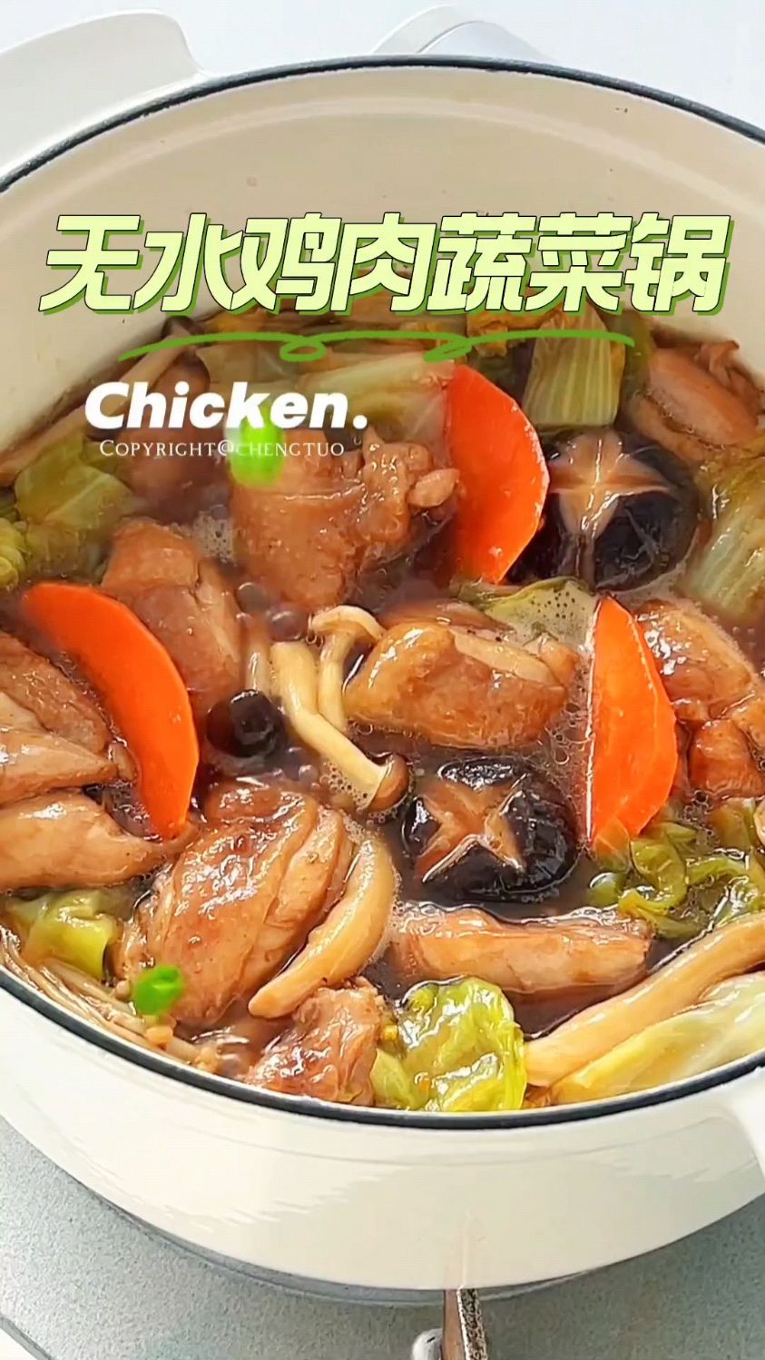 无水鸡肉蔬菜锅,暖乎乎鲜美巨好喝