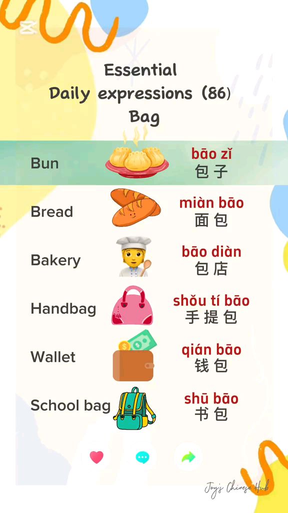 英语每日单词打卡!第86集,包子面包书包