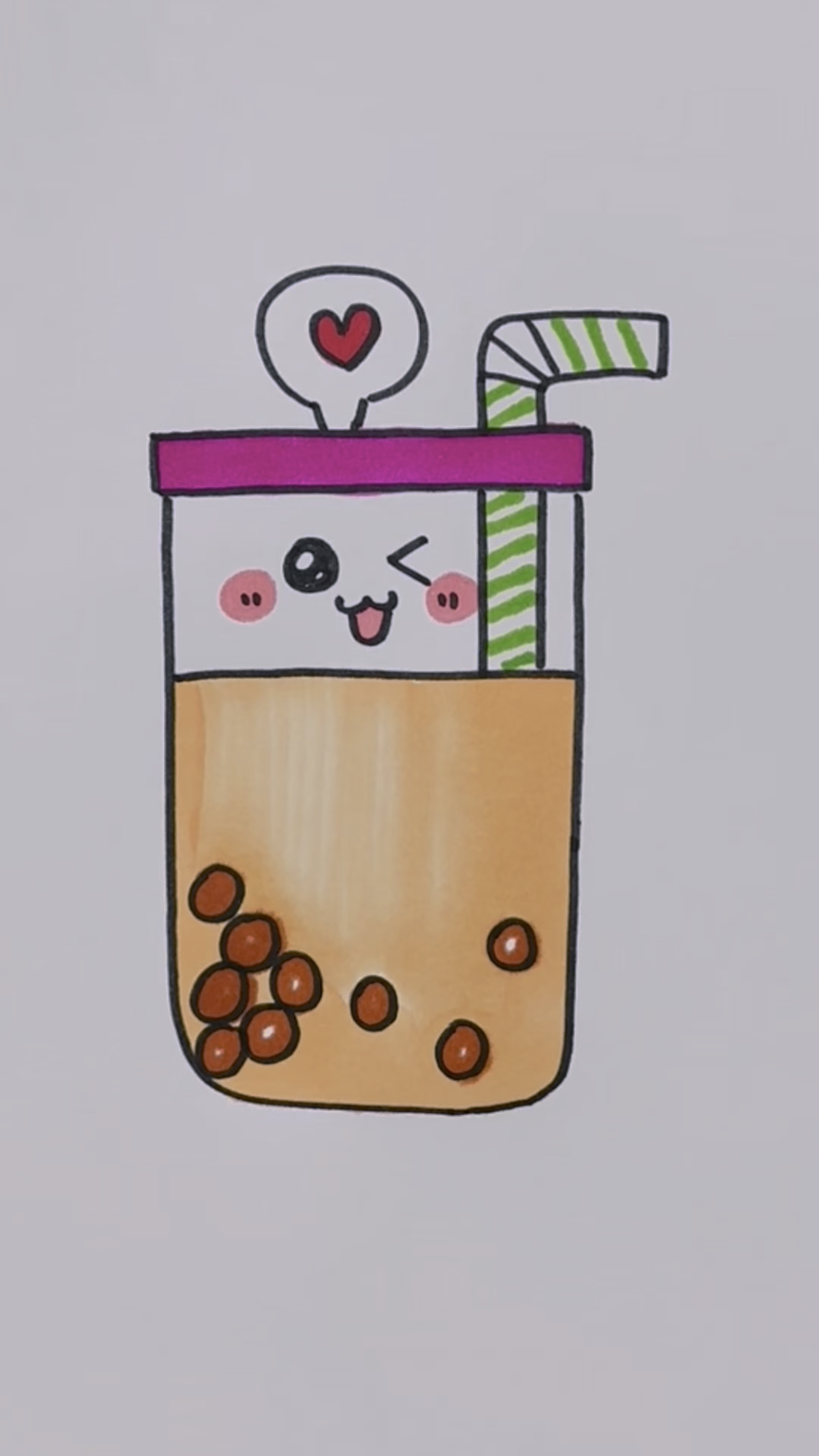 冬天的第一杯奶茶简笔画