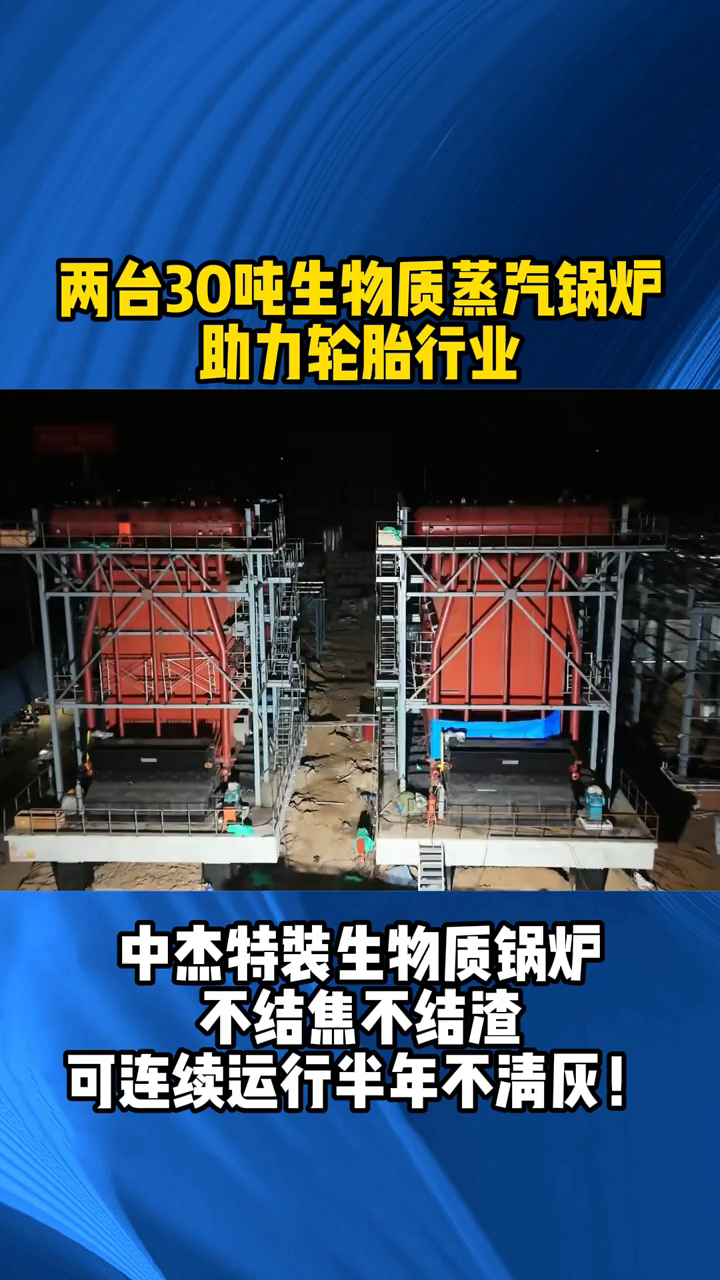 两台30吨生物质锅炉用于轮胎行业