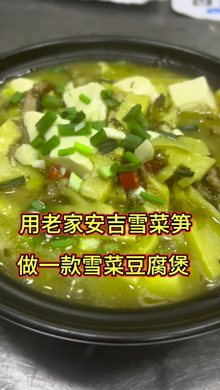 用来自老家安吉雪菜笋做的雪菜豆腐煲,太美味了