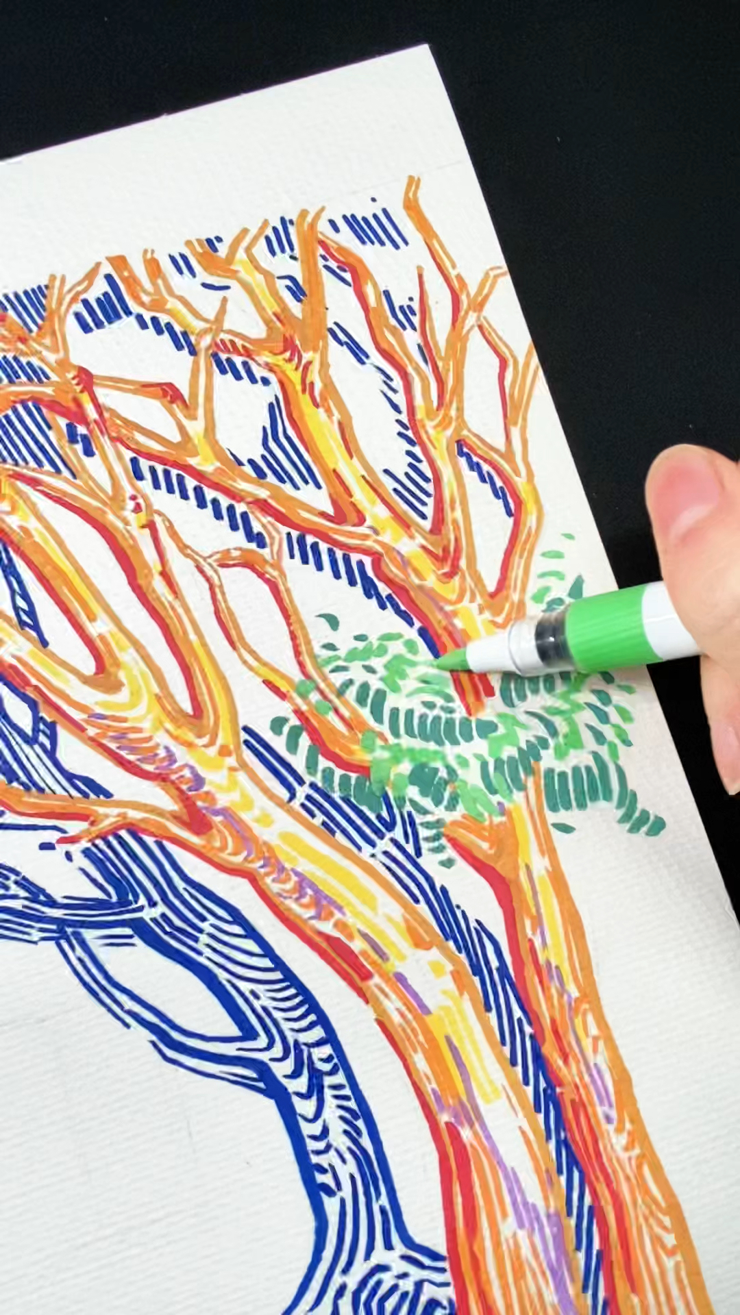 我的彩色线条画_丙烯马克笔